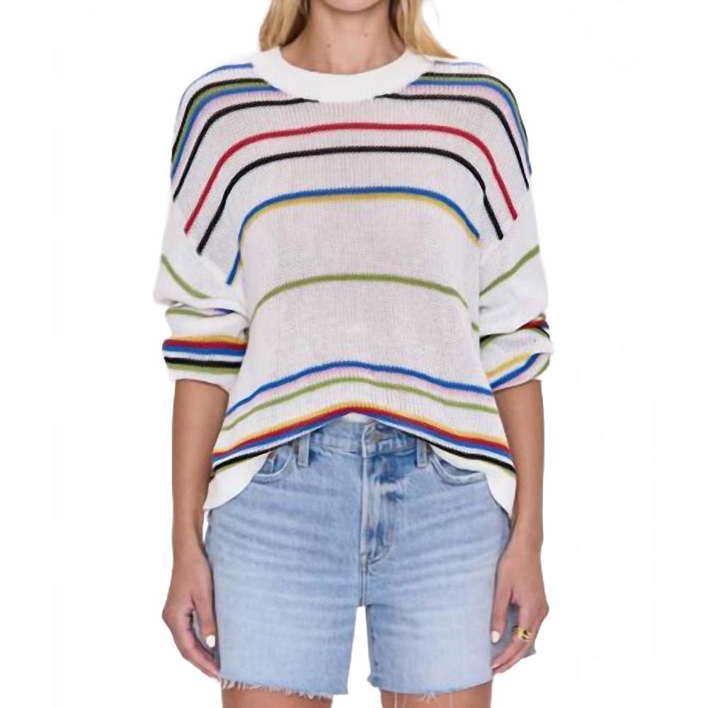 NEW PISTOLA eva crewneck sweater in white multi